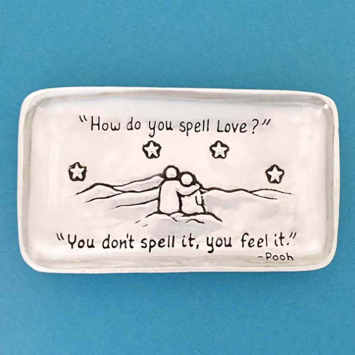 Basic Spirit Small Pewter Jewelry Tray - How do you spell Love - Home Decorative Bowl Christmas Gift, Jewelry Display, Ring Holder Storage Display Organizer Valentines Days