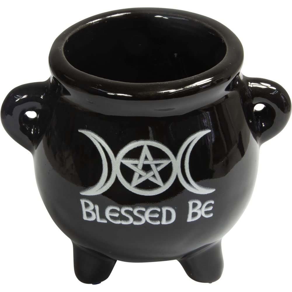 Kheops International Ceramic Mini Cauldron - Triple Moon w/Pentacle