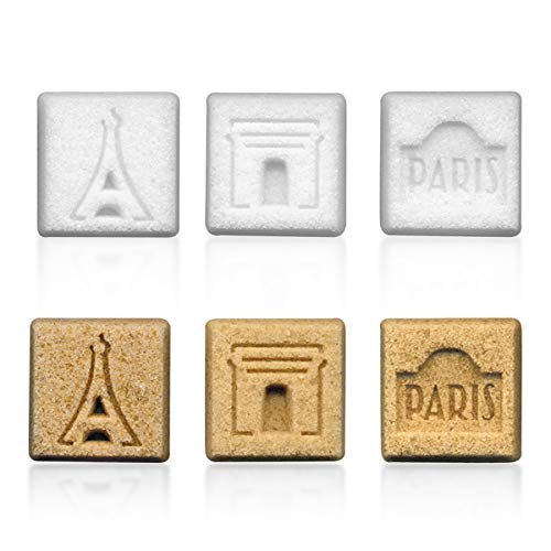 Canasuc Paris, C'est Paris! Pur Sucre de Canne,"Window Gift Box" of 32 Assorted French Molded Natural Sugar Pieces, White & Amber, 3.35 Oz
