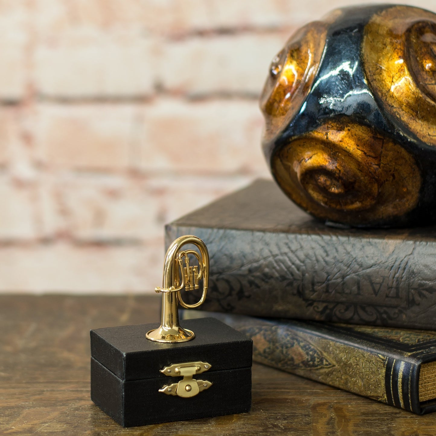 Broadway Gift Co. Tuba Miniature Replica Gold Brass Tone 1.5 x 2 Resin Stone Tabletop Figurine