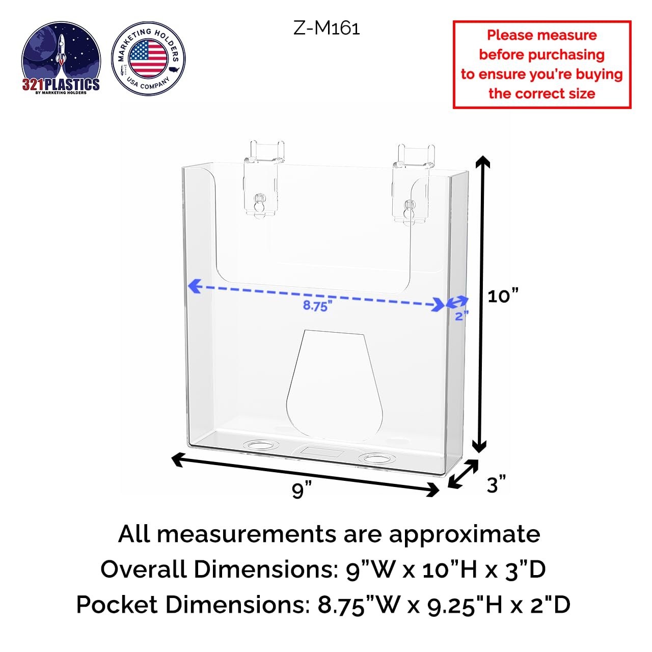 Marketing Holders 2 Pack Slatwall Brochure Holder 8.5" Wide Clear Acrylic Catalogs Magazine Rack Slot Wall Display Realtors Law Firms Libraries
