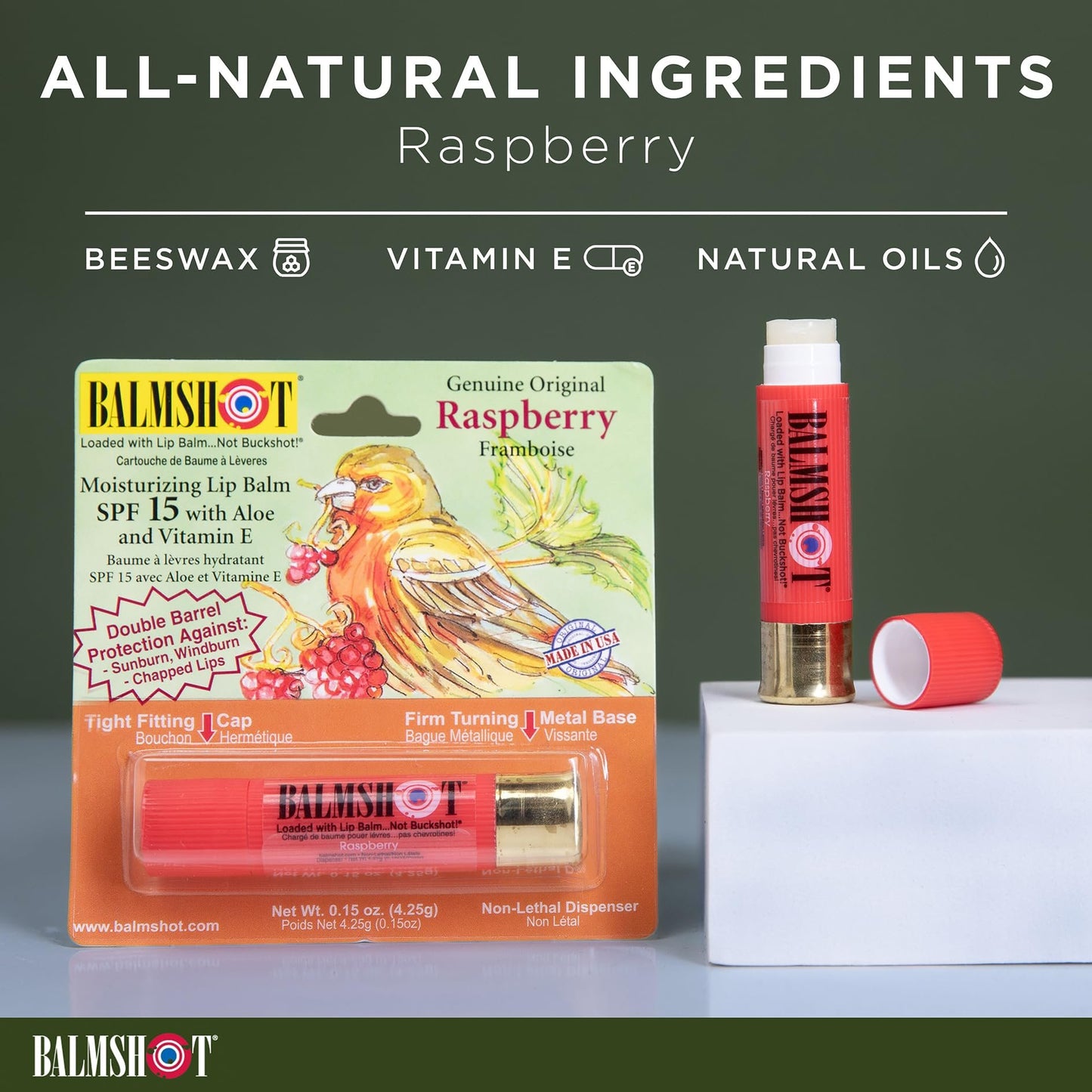 BALMSHOT Lip Balm 4 Pack (Raspberry)