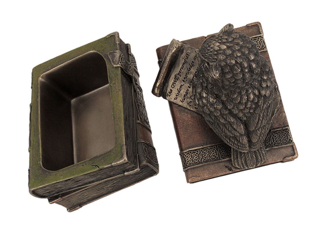 Veronese Design Bronzed Finish Wise Old Owl Trinket Box