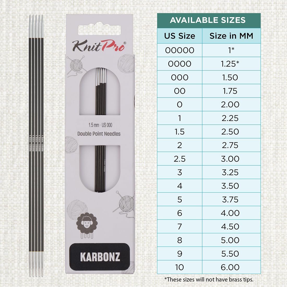 KnitPro Karbonz Double Pointed Needles 8" (20cm)