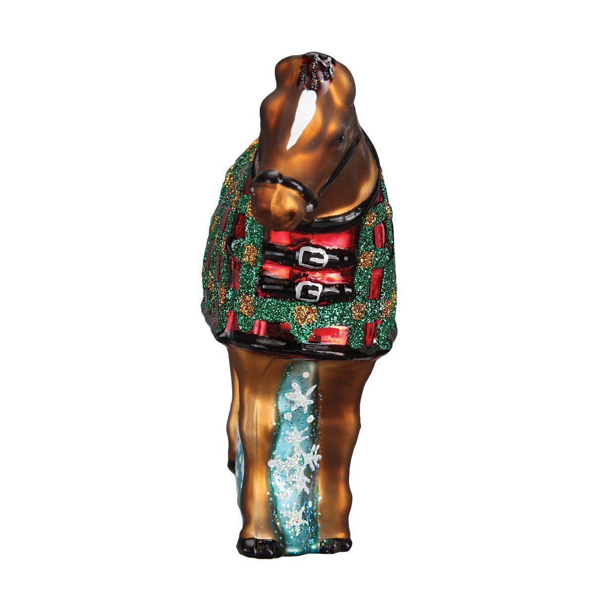 Old World Christmas Horse with Wreath Glass Blown Ornament