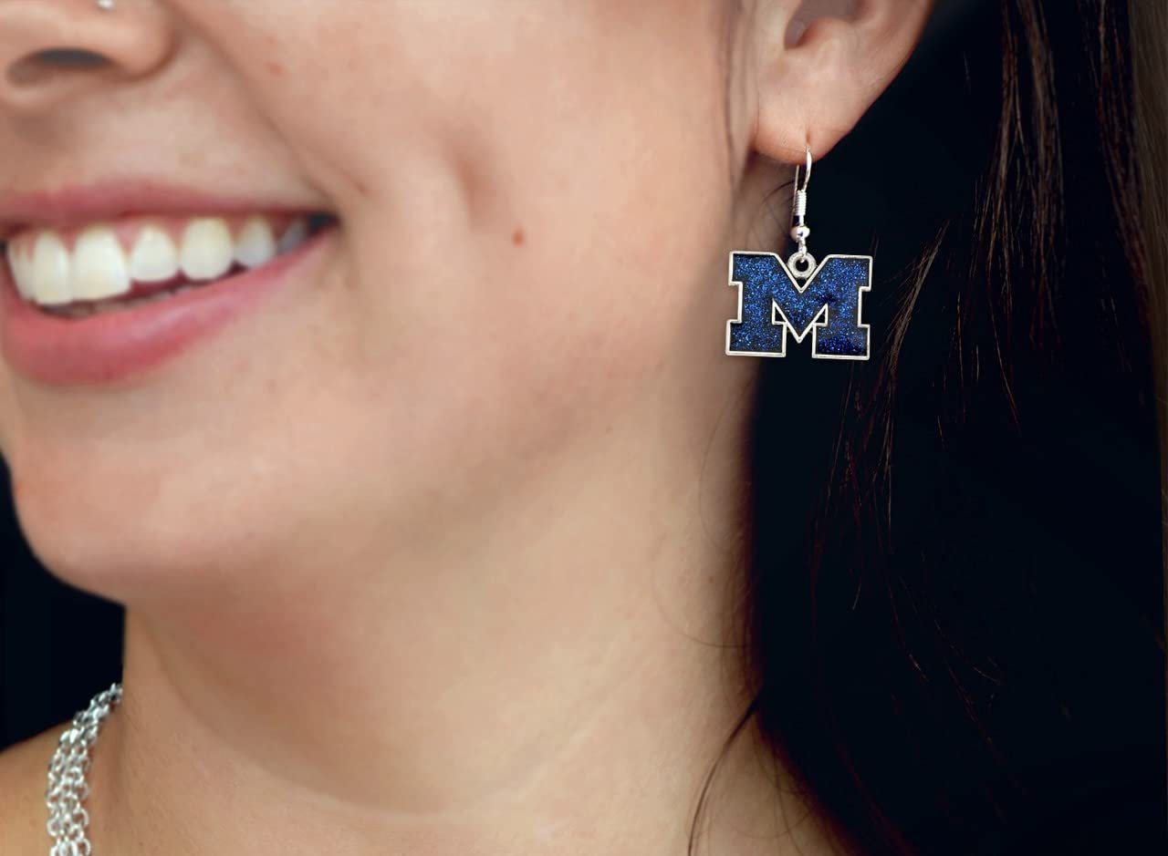 Michigan Wolverines Game Day Glitter Earrings Jewelry Gift Licensed UM