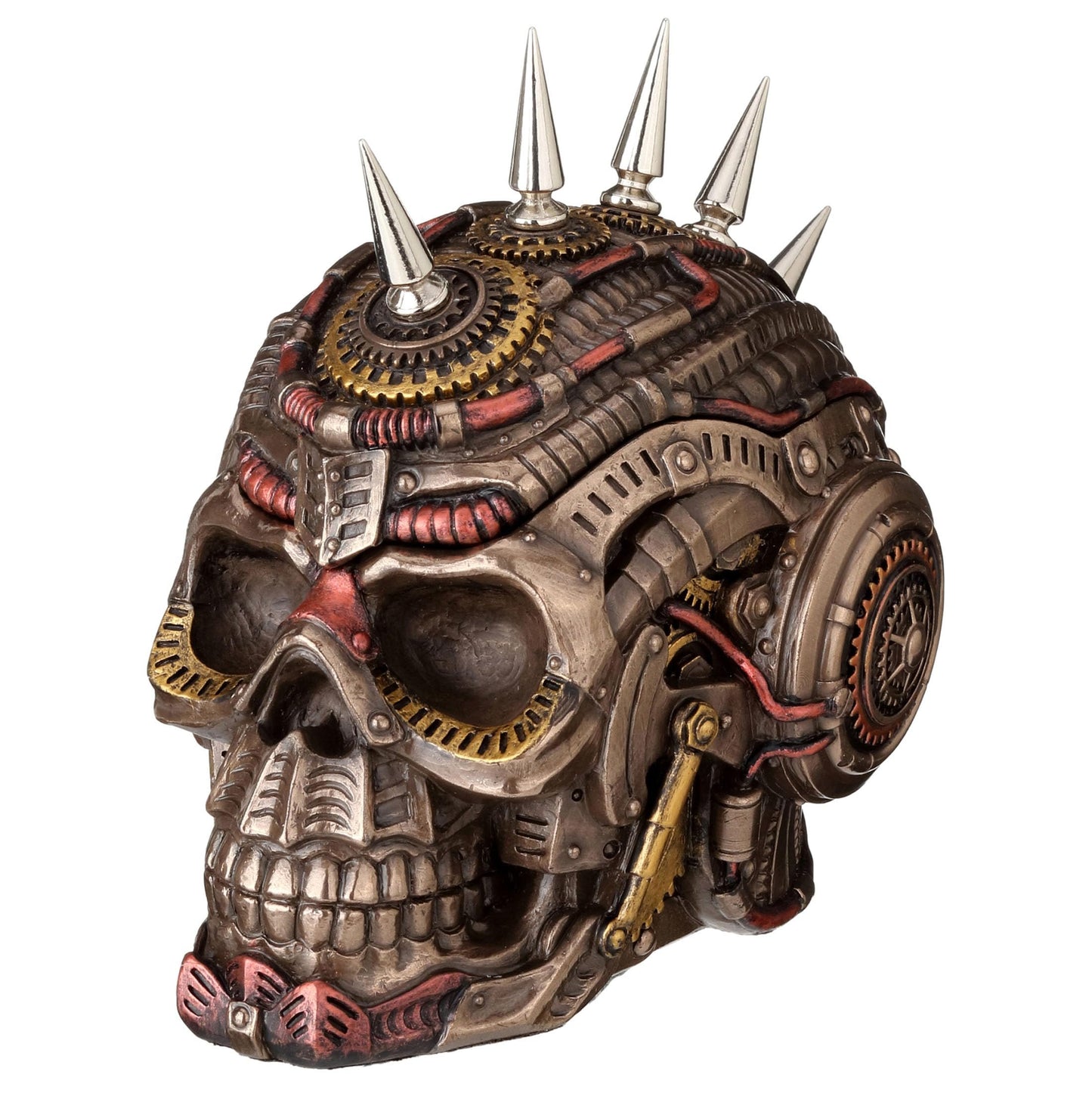 Veronese Design 5 1/2 Steampunk Chrome Spiked Draugr Skull Resin Sculpture Bronze Finish Secret Trinket Box