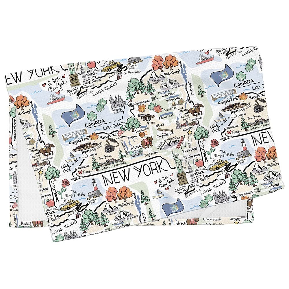 Fish Kiss 16"x24" Map Towel is 100% Microfiber Waffle Weave Help You Explore in Detail – Our Super Absorbent & Soft, Machine Washable State Map Towel is Stain & Wrinkle Resistant