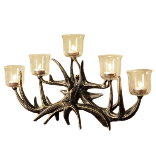 SPI Bronze Finished Deer Antler 5 Votive Candelabra
