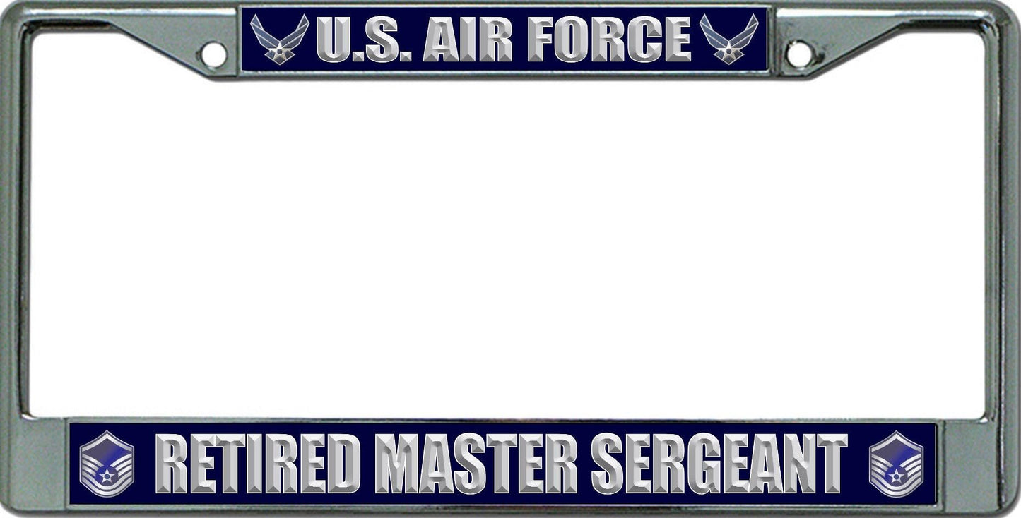 U.S. Air Force Retired Master Sergeant Chrome License Plate Frame