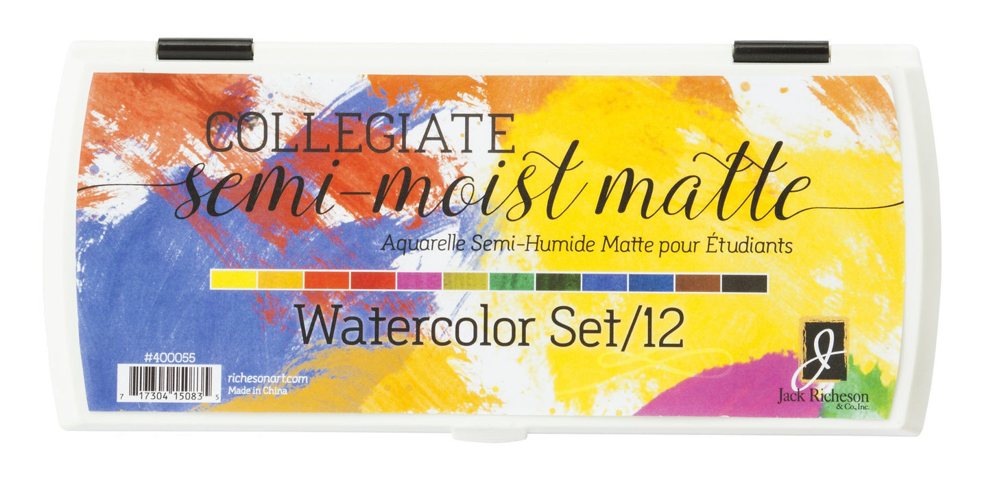Jack Richeson Set of 12 Semi Moist Watercolors with Brush