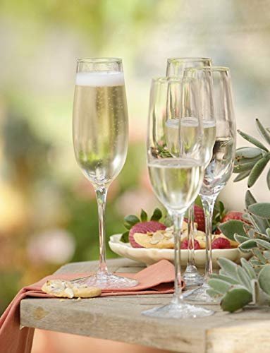 Luigi Bormioli Palace 8 oz Flute for Sparkling Wine/Champagne/Prosecco/Cava/Lambrusco Glasses (Set Of 6) : Ultra Clear Glass, Laser Cut Rim, Lead-Free, Elegant Drinking Glassware
