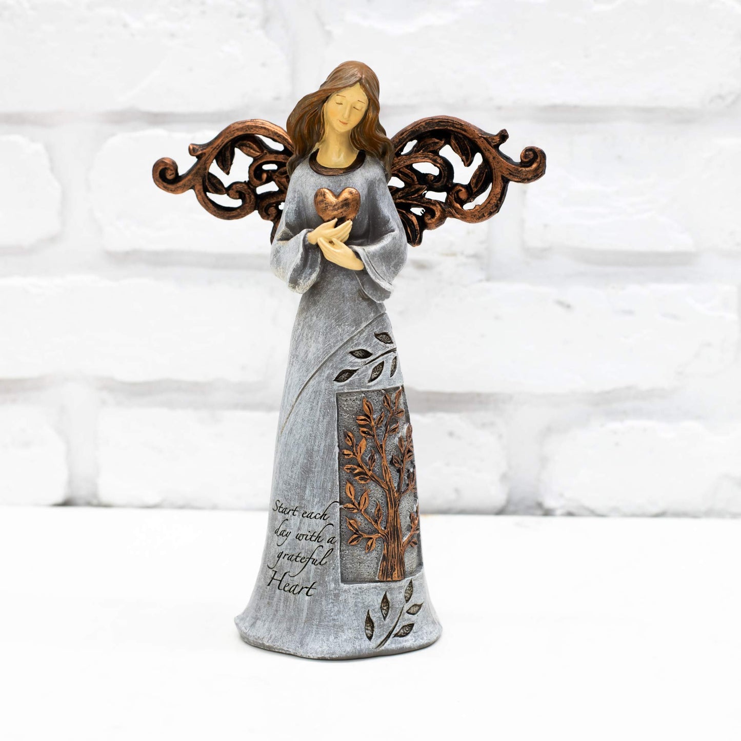 Roman Giftware Inc., Inspirational Heavenly Blessings Collection, 9" H Tree of Life Angel W/Heart,Religious, Inspirational, Durable (6x2x9)