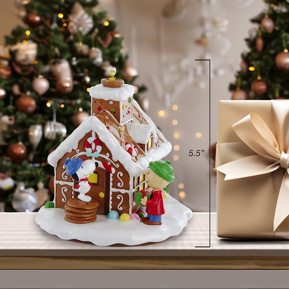 Peanuts Kurt Adler Battery-Operated LED Gingerbread House Table Piece