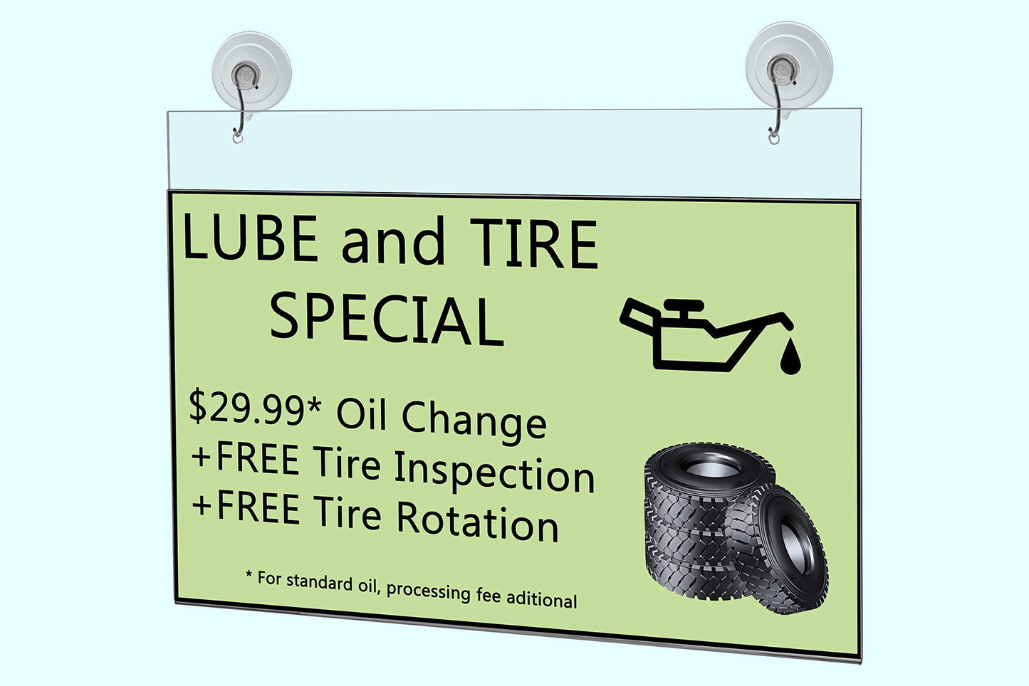 Marketing Holders 2 Pack Suction Cup Hooks Sign Holder 14” x 8.5" Document Holder Double Sided Window Mount Menus Daily Specials and Events Sign Sleeve for Restaurants and Cafes