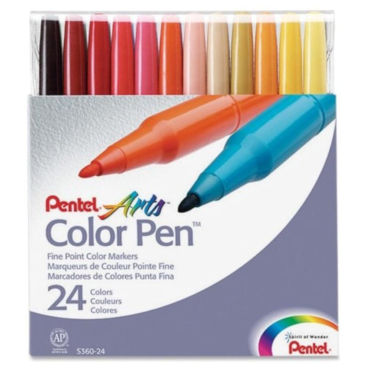 Pentel S360-24 Assorted Colors Pen Set 24 Count