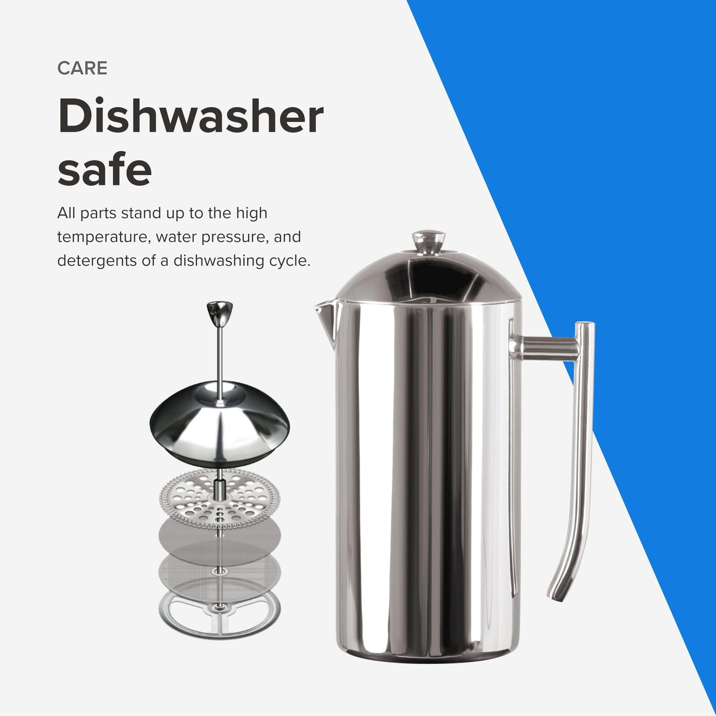 Frieling USA Double Wall Stainless Steel French Press Coffee Maker with Zero Sediment Dual Screen
