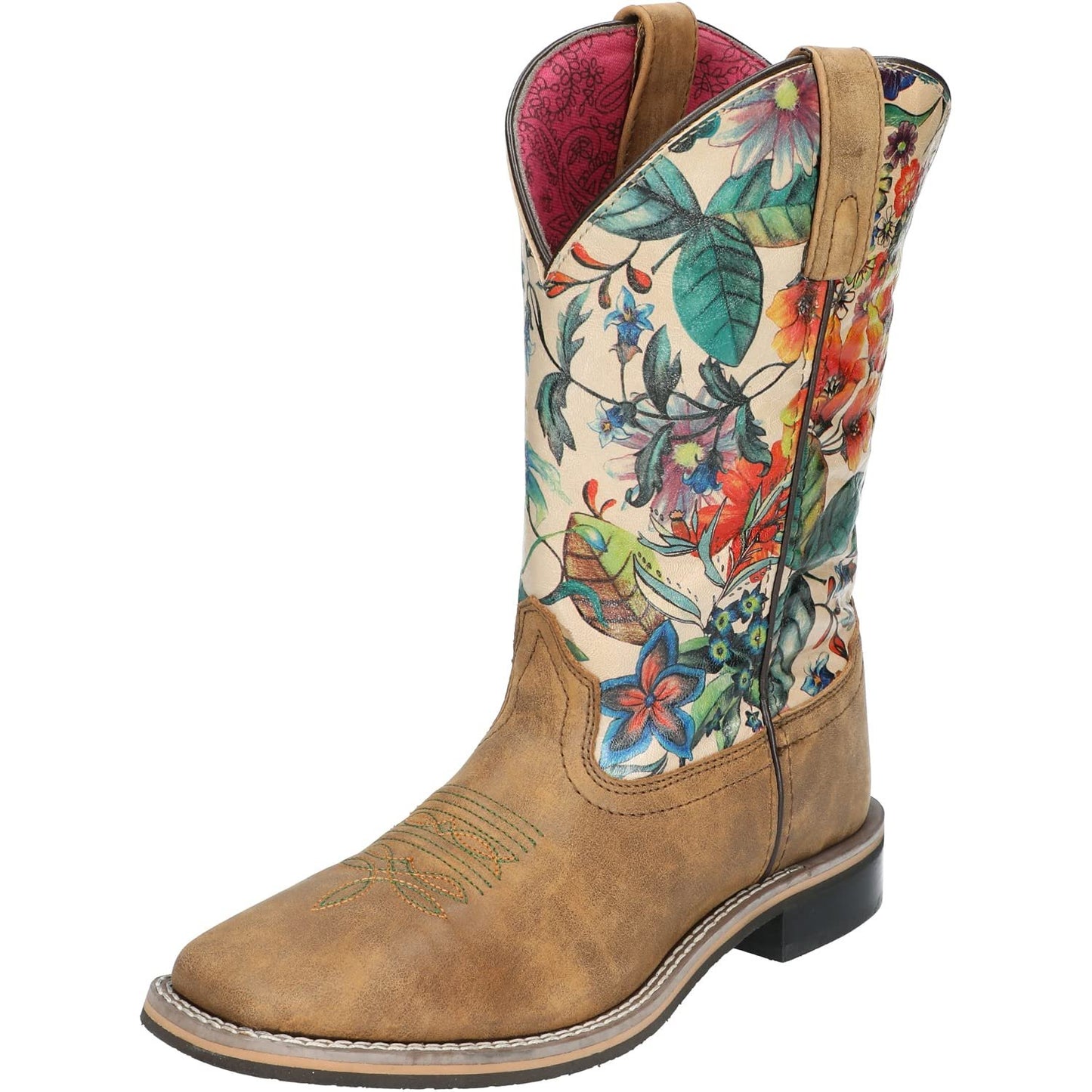 Smoky Mountain Women's Blossom Western Boot Broad Square Toe Brown 10 M