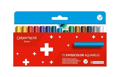 Caran d'Ache Swisscolor Water-Soluble Wax Pastels - Set of 15