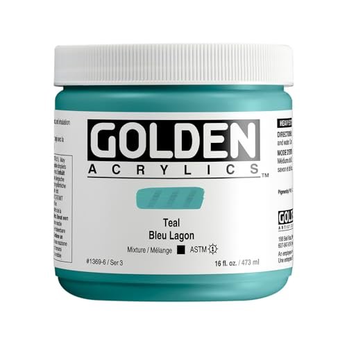 Heavy Body Acrylics by GOLDEN, Teal, 16 fl. oz. Jar, Professional Acrylic Paint, Opaque