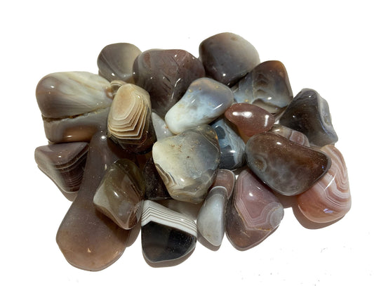 Zentron Crystal Collection: Tumbled Grey Botswana Agate Gemstones in Velvet Bag (1 Pound)