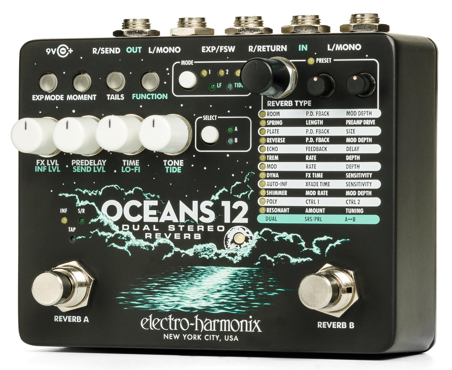 Electro-Harmonix Oceans 12 Dual Stereo Reverb Pedal