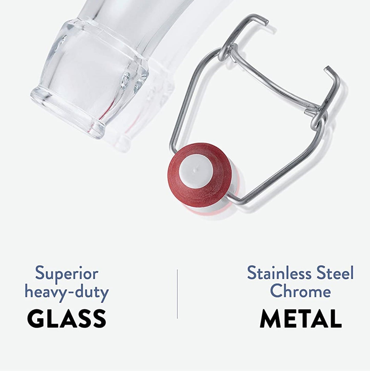 Bormioli Rocco Swing Top Glass Bottle (Set of 4) - Reusable Container with Secure Metal Clasp, Ideal for Homemade Juices, Oil Infusions, Condiments, Mixers - Everyday Drinking Glasses