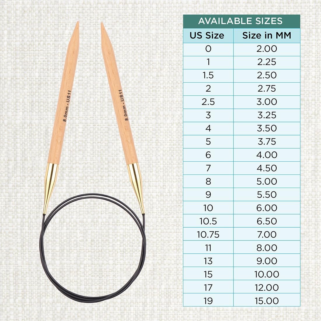 KnitPro Basix Beech Fixed Circular Needles 32" (80cm)