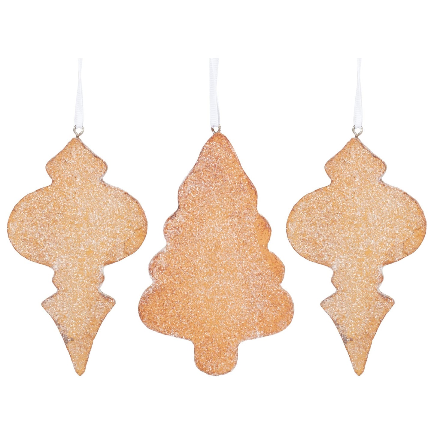 RAZ Imports 4.5" White Icing Gingerbread Christmas Tree Ornaments, Set of 3 Assorted Ornaments