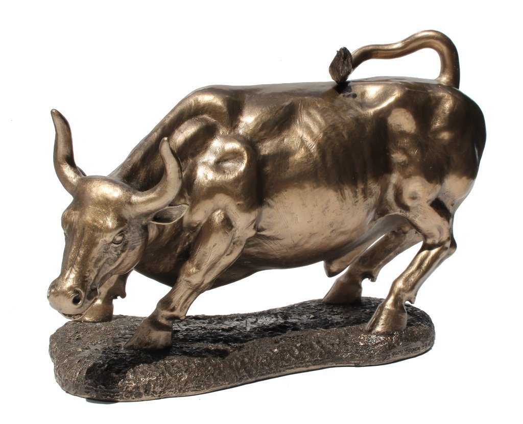 Unicorn Studios 9.5 Inch Figurine Replica Bull Polished Bronze Hued
