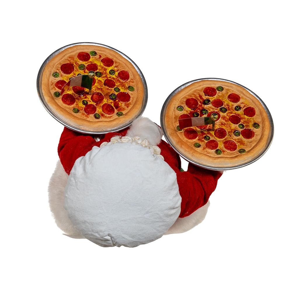 Kurt Adler 11-inch Fabriché™ Chef Santa Holding Two Trays of Pizza