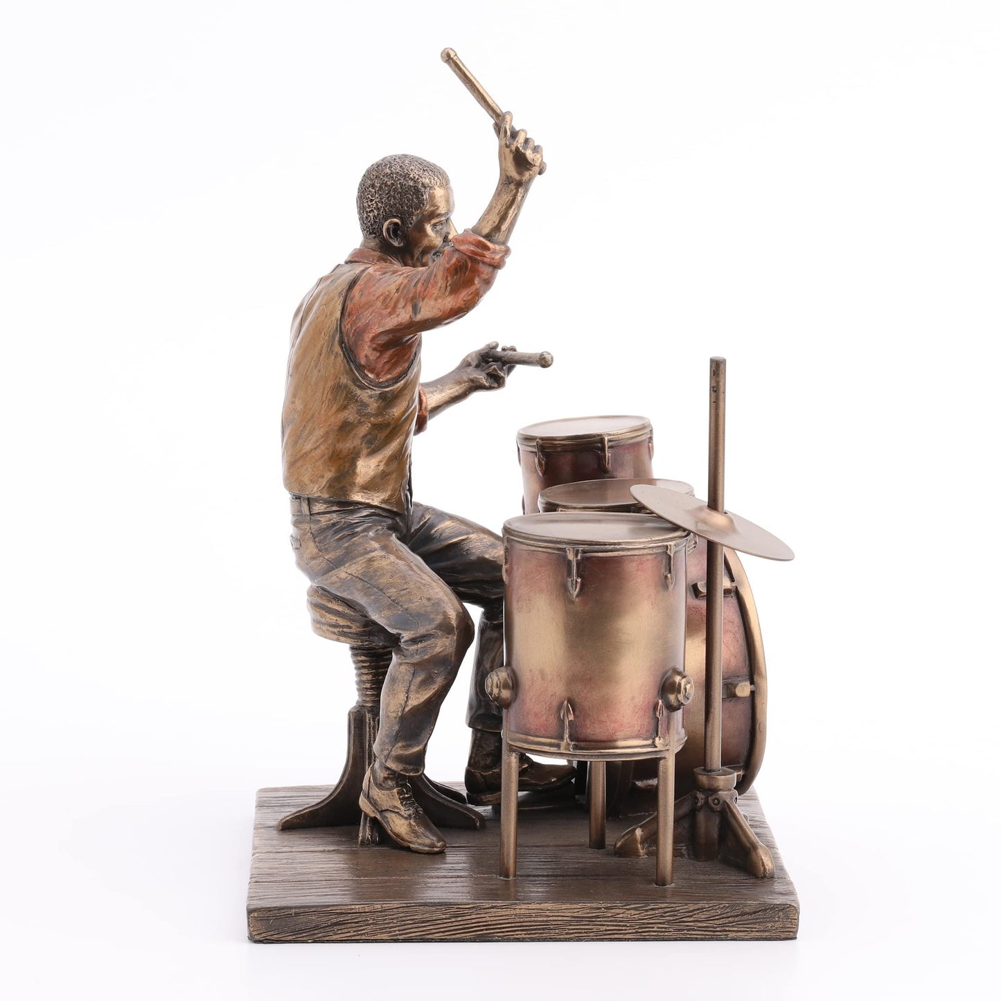 Veronese Design 8" Jazz Band Drummer Resin Figurine Bronze Finish Statue