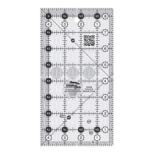 Creative Grids Quilt Ruler 4-1/2in x 8-1/2in Rectangle – CGR48 – Made in USA, Non-Slip Grip Acrylic Quilting, Sewing, Crafting, Patchwork Ruler for Measuring & Cutting Fabric