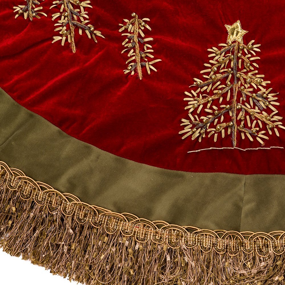 Kurt Adler Tassel Border Tree Skirt Burgundy