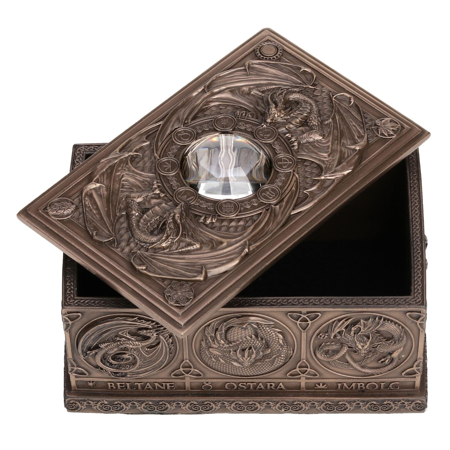 Veronese Design Dragons of The Sabbats Cold Cast Resin Mystic Bronze Finish Tarrot Box
