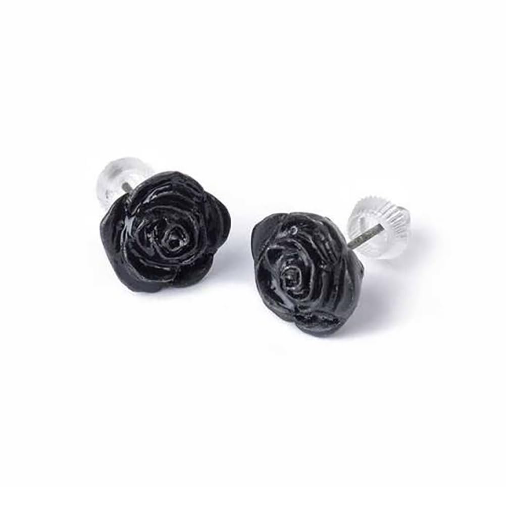 Alchemy Romance Rose Stud Earrings England Black Pretty Dark Gothic Alternative