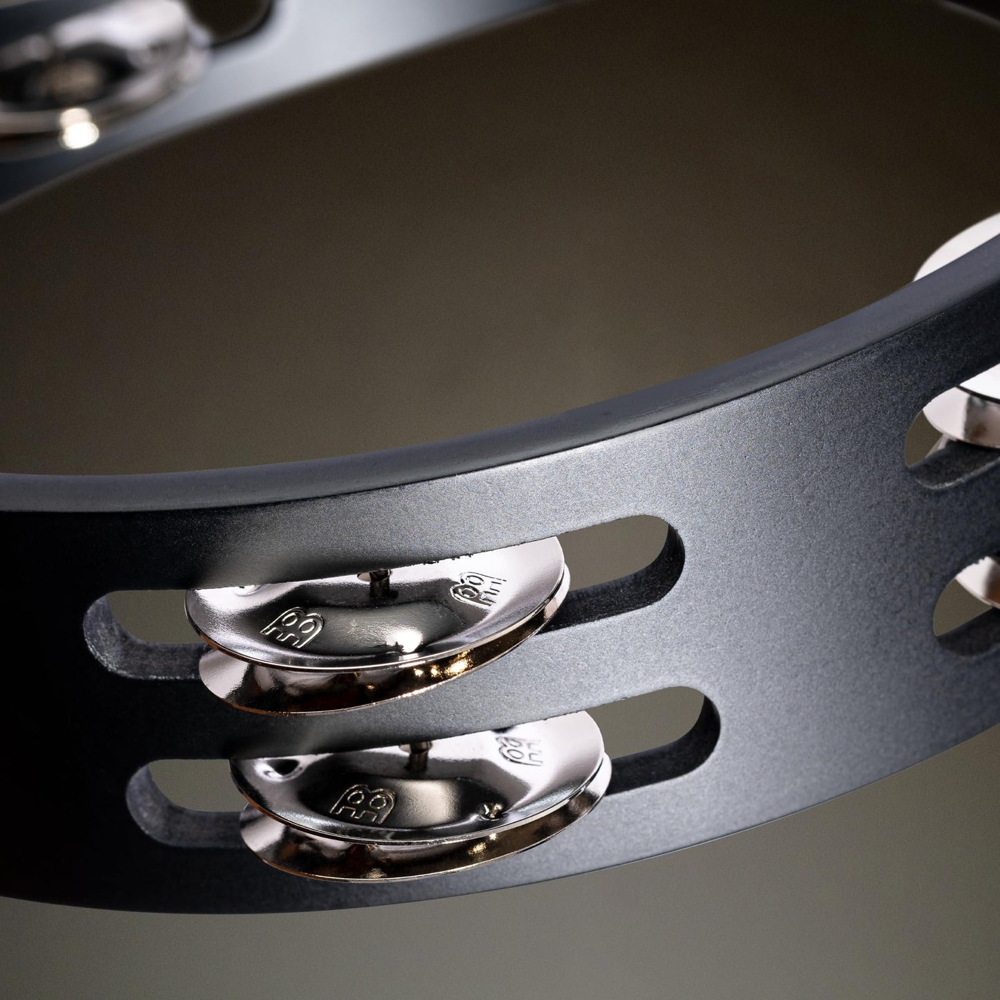 Meinl Percussion Compact Wood Tambourine with Dual Alloy Plated Steel/Solid Brass Jingles, Double Row — NOT Made in China — for All Musicians, 2-Year Warranty (CTA2M-BK)