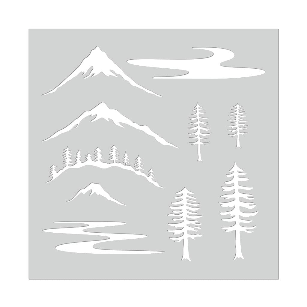 Hero Arts SA164 Mountain Scene Mylar Stencil
