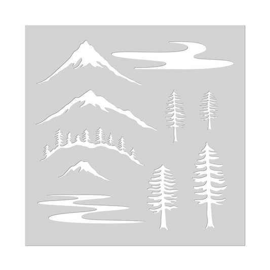 Hero Arts SA164 Mountain Scene Mylar Stencil
