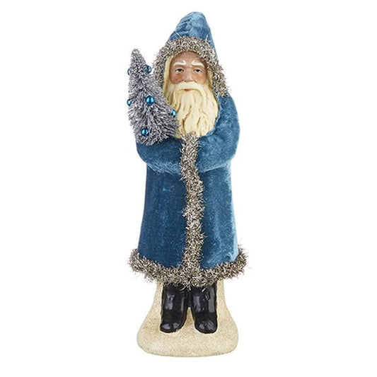 RAZ Imports 2022 Collected Christmas 12" Blue Velvet Santa