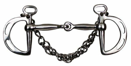 Showman Stainless Steel Snaffle Mouth Slotted Kimberwick Bit