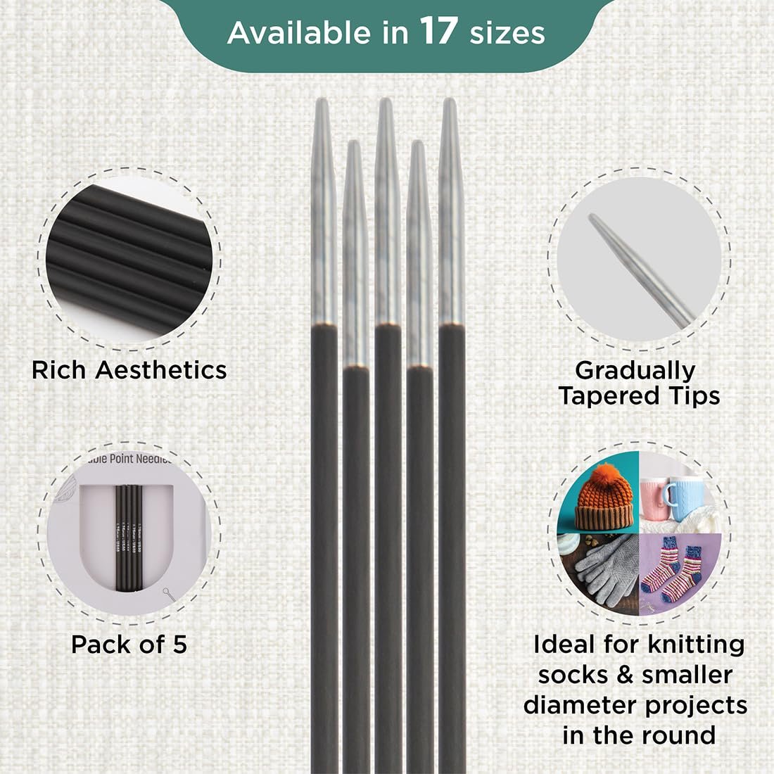 KnitPro 15 cm x 1 mm Karbonz Double Pointed Needles
