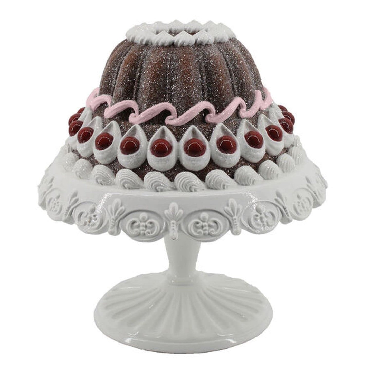 December Diamonds Gingerbread Bundt with Trimmed Cherries Figurine