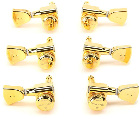 Graph Tech PRL-8341-G0 Ratio 3+3 Electric Guitar Locking Machine Heads - Vintage Style / Gold Finish