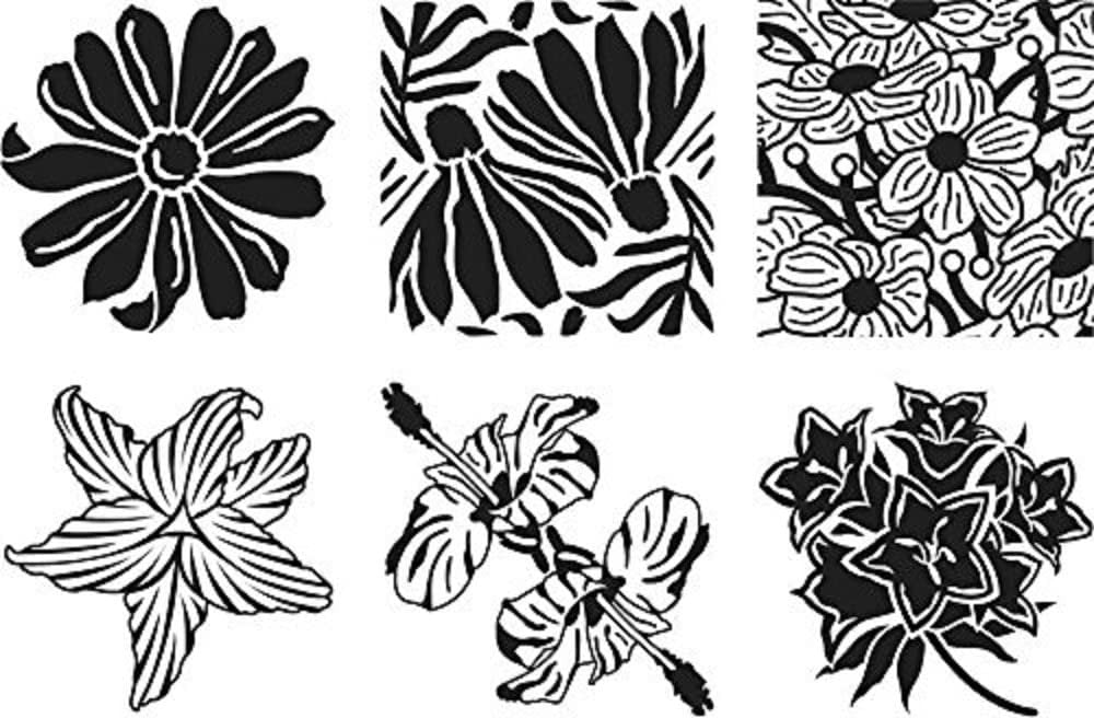 Cedar Canyon Textiles Text CCT4004 Plastic Artist's Paintstiks Rubbing Plate, Garden Flower, 6-Pack