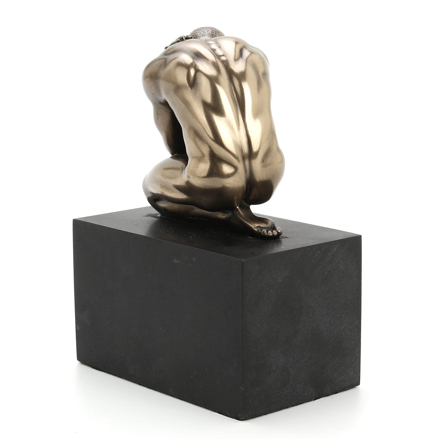 Veronese Design 4 3/8" Tall Naked Weeping Male Figurine on Plinth Cold Cast Resin Statue Antique Bronze Body Art Sculpture