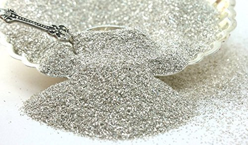 Silver Imported German Glass Glitter - Fine 90 Grit (Most Popular Grain Size) Sparkly Glass Glitter - 311-9-SL