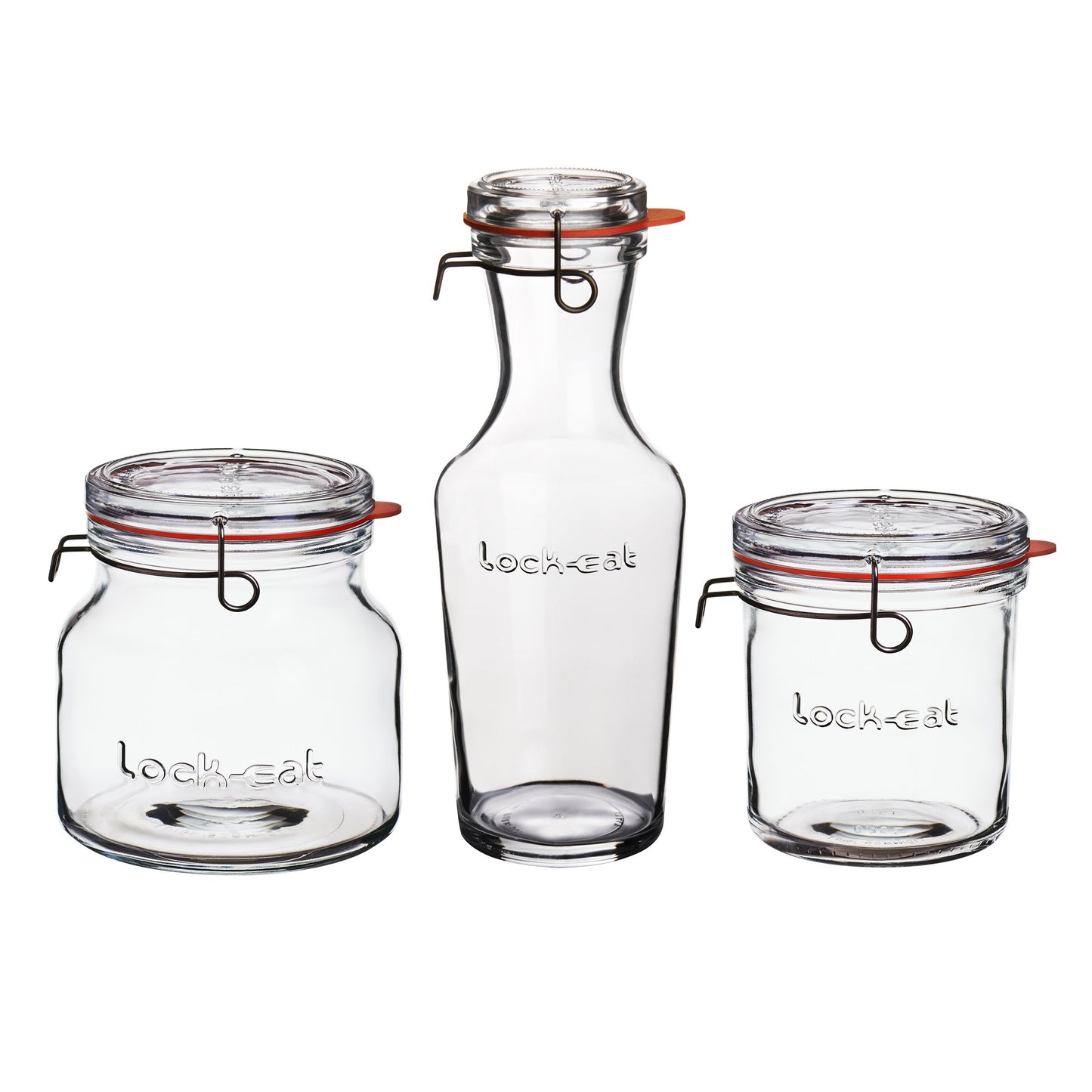 Luigi Bormioli Lock-Eat 3pc Jar Set (Set of 3) : Innovative Glass Lid, Easy to Close, Easy to Open, Dishwasher Safe, Microwave Safe, Canning Safe, Freezer Safe, Stackable Jars