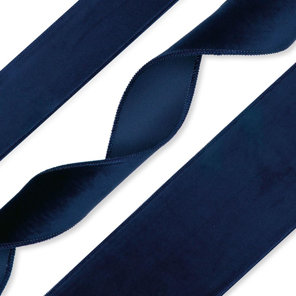 FloristryWarehouse Blue Christmas Velvet Fabric Ribbon 4 inches Wide on 9 Yards roll. Wired Edge