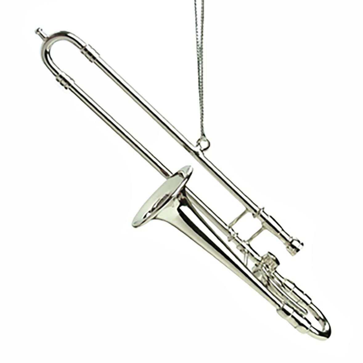 Broadway Gifts Silver Trombone Christmas Tree Ornament 4 inches